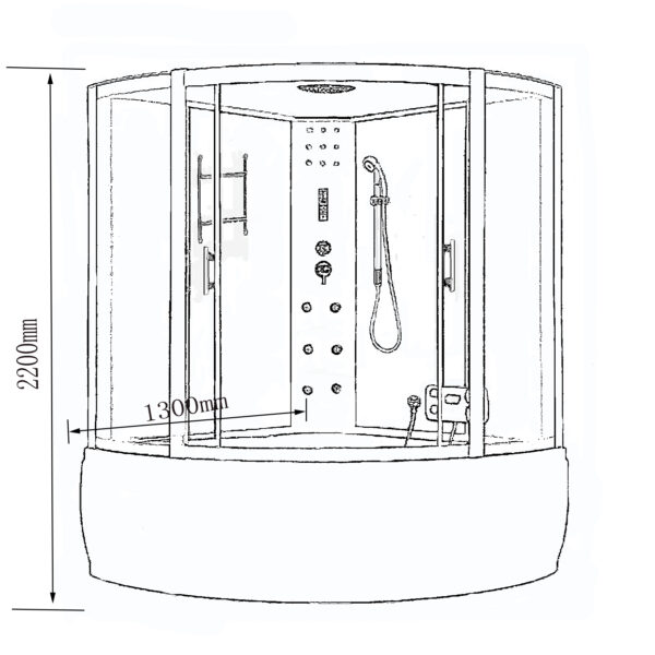 Hydromassage Duschwanne 130 x 130 cm - Milan - Image 9