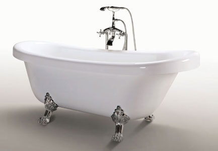 Vasca da Bagno Freestanding Bianca con piedini argento epoca retro - Margherita - Image 1