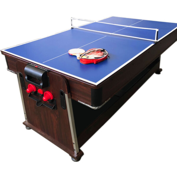 4 in 1 Tavolo da biliardo 7 piedi - Air Hockey - Ping Pong - Tavolo da pranzo - Mattew Rosso - Image 4