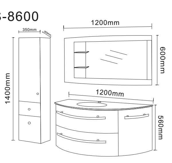 Mobile Bagno 120 cm Colonna e lavabo incluso - Ambassador - Image 8