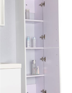 Mobile Bagno Arredo Bagno 120 cm Colonna e doppio lavabo Inclusi - White Malibu' - Image 7