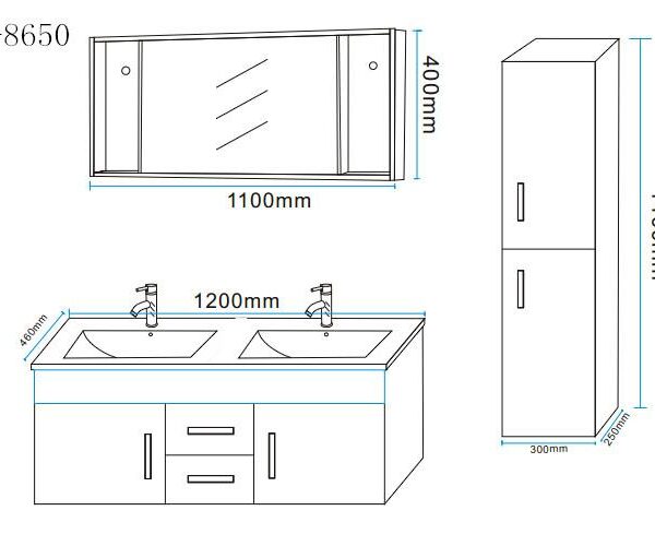 Mobile Bagno Arredo Bagno 120 cm Colonna e doppio lavabo Inclusi - White Malibu' - Image 8