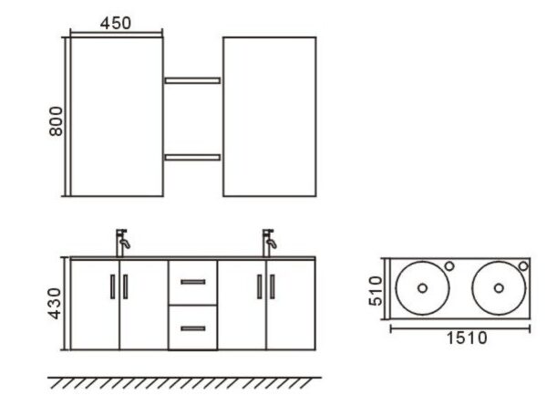 Mobile Bagno 151 cm Doppio Lavabo Incluso - White Ice - Image 5