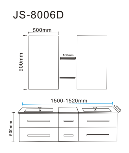 Mobile Bagno Arredo Bagno 150 cm Doppio lavabo incluso - Rome - Image 9