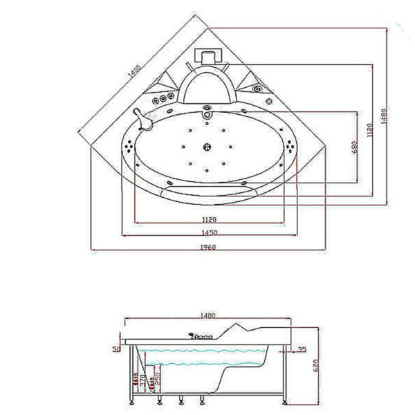 Vasca idromassaggio angolare per 2 persone 140 X 140 cm - Sant'Angels - Image 9