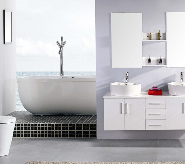 Mobile Bagno Arredo Bagno 150 cm Doppio lavabo incluso - White Lion - Image 2