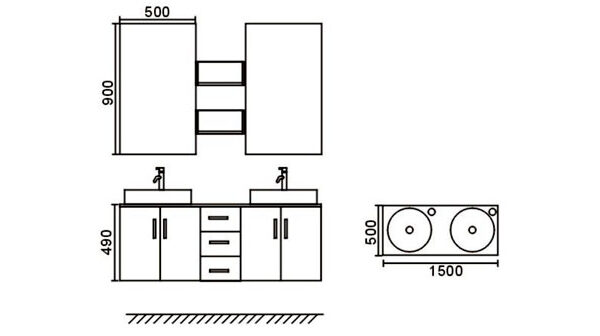 Mobile Bagno Arredo Bagno 150 cm Doppio lavabo incluso - White Lion - Image 9