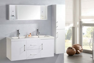 Mobile Bagno Doppio Lavabo 120 Cm.Mobile Bagno Arredo Bagno 120 Cm Colonna E Doppio Lavabo Inclusi White Malibu