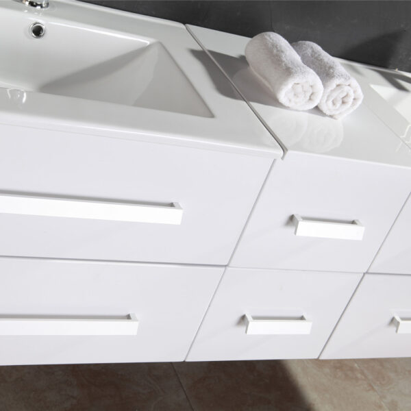 Mobile Bagno Arredo Bagno 150 cm Doppio lavabo incluso - White Rome - Image 7