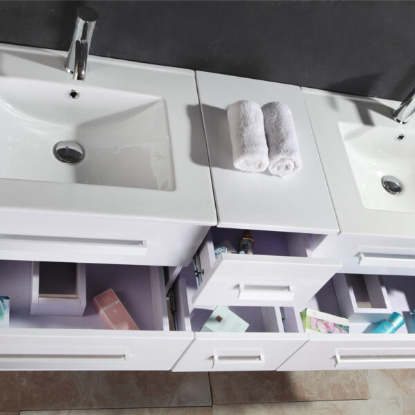 Mobile Bagno Arredo Bagno 150 cm Doppio lavabo incluso - White Rome - Image 3