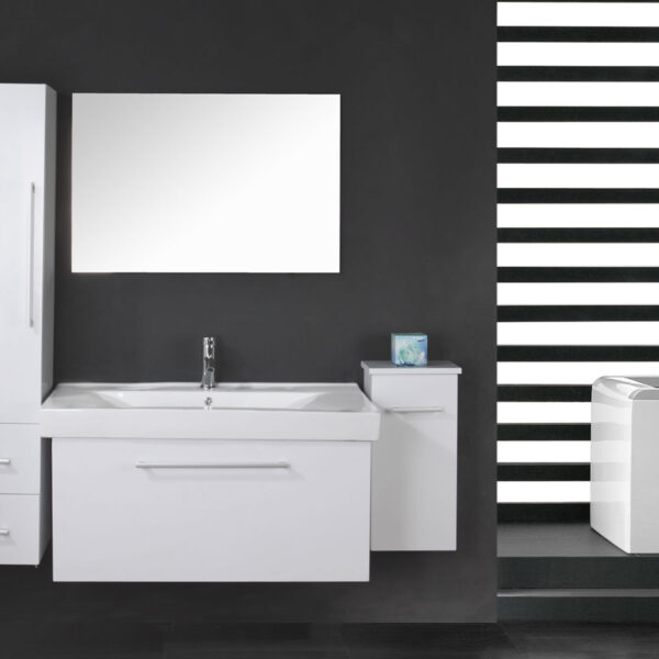 Mobile bagno 100 cm lavabo e colonne incluse - White London - Image 2