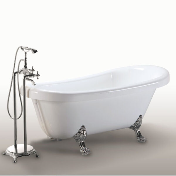 Vasca da Bagno Freestanding Bianca con piedini argento epoca retro - Margherita - Image 7