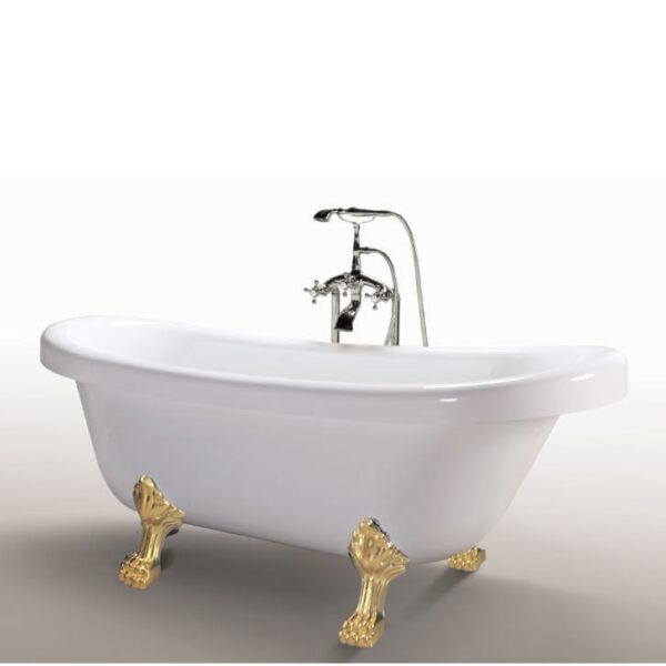 Vasca da bagno freestanding vintage 170 x 80 cm – Margherita Piedi Oro + Miscelatore - Image 1