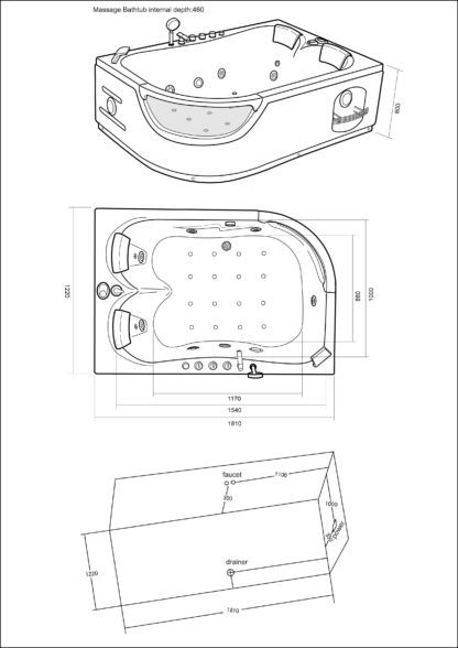 Elite - Whirlpool Badewanne für 2 Personen 180 X 120 cm – Bild 9