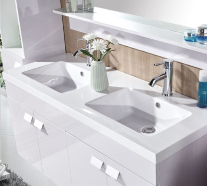 White Elegance - Badezimmermöbel 120 cm Säulen und Doppelwaschbecken – Bild 3