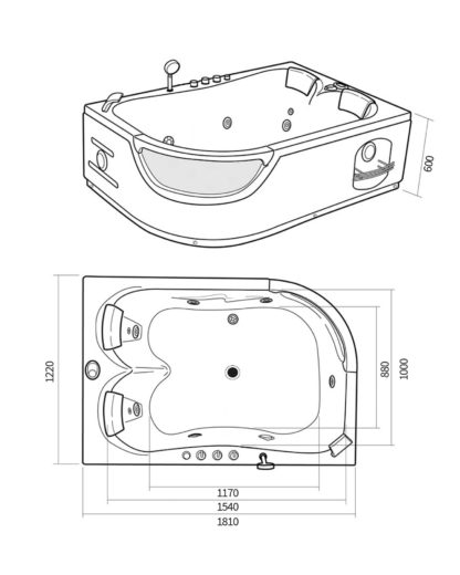 Orion - Whirlpool Badewanne für 2 Personen 180 X 120 cm – Bild 7