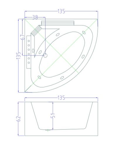 Daisy - Whirlpool Badewanne 135 x 135 cm 1 personan – Bild 9