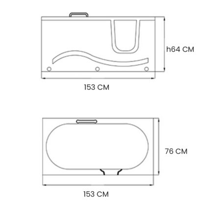 Bañera hidromasaje con puerta a derecha 153 x 76 cm – Penny - Imagen 7