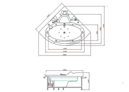 Narożna wanna z hydromasażem 140 X 140 cm - Sant'Angels - Image 9