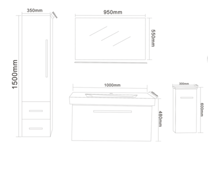 Szafka łazienkowa 100 cm w tym umywalka i kolumny - White London - Image 5