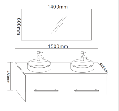 Szafka łazienkowa 150 cm umywalka w komplecie - White Cardellino - Image 5