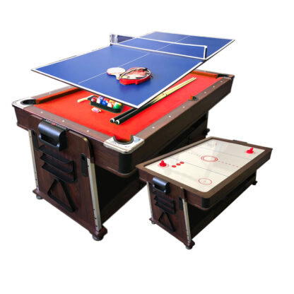 4 w 1 stół bilardowy 7 stóp - Air Hockey - Ping Pong - Stół jadalny - Mattew Czerwony