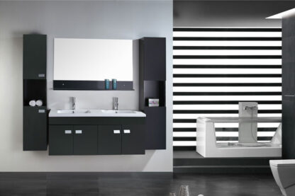 Mobile Bagno Arredo Bagno 120 cm Colonne e doppio lavabo inclusi - Elegance - immagine 2